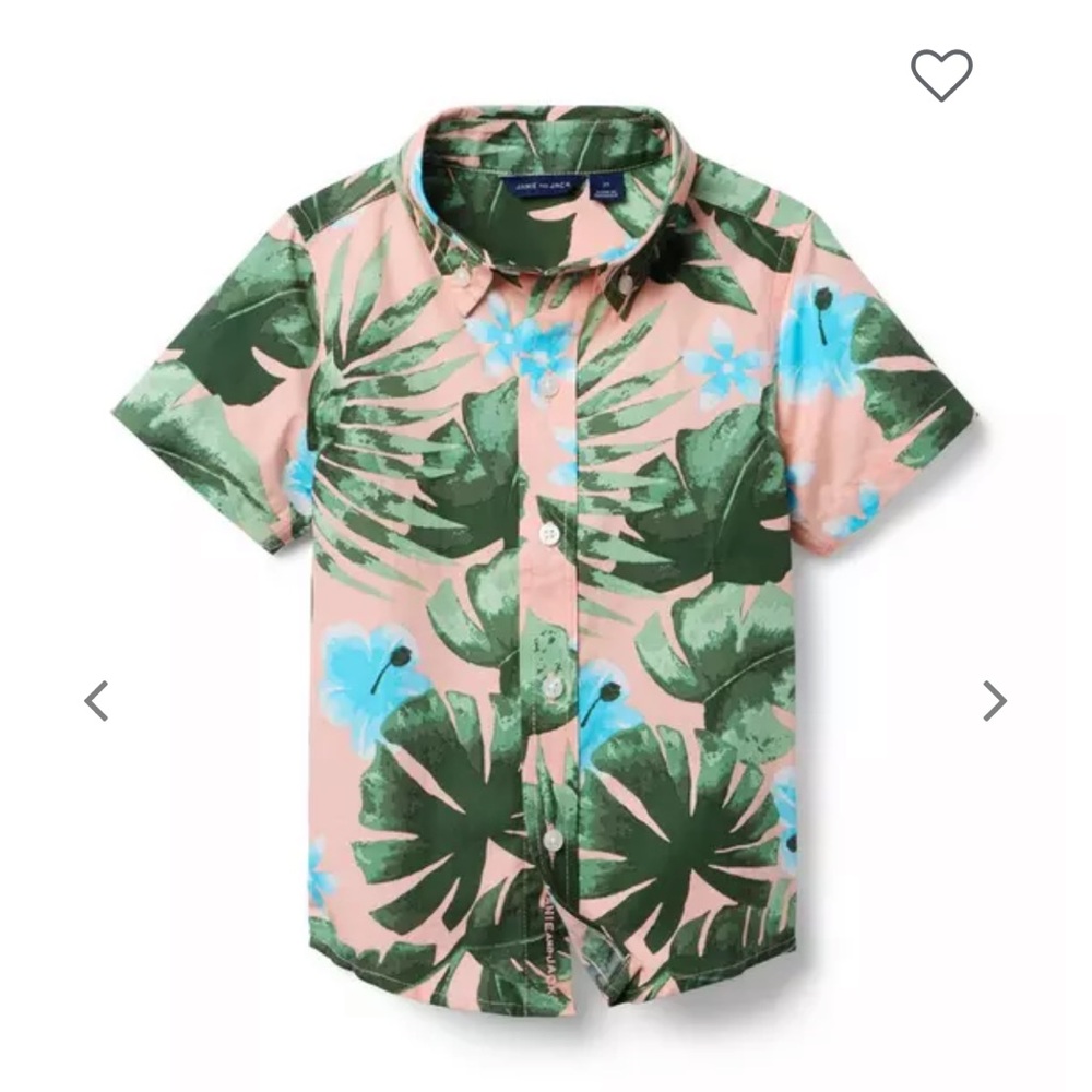 Janie and Jack size 3T Tropical Green and Pink Kids Shirt